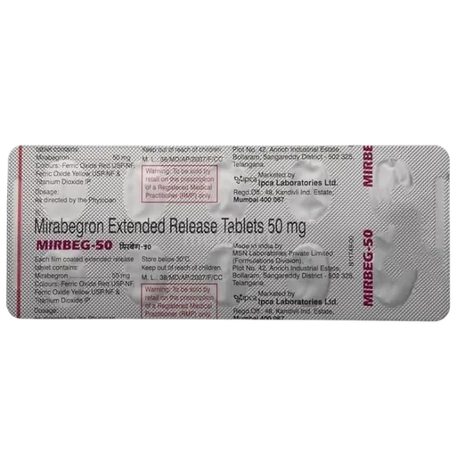 mirbeg 50mg tablet 10's